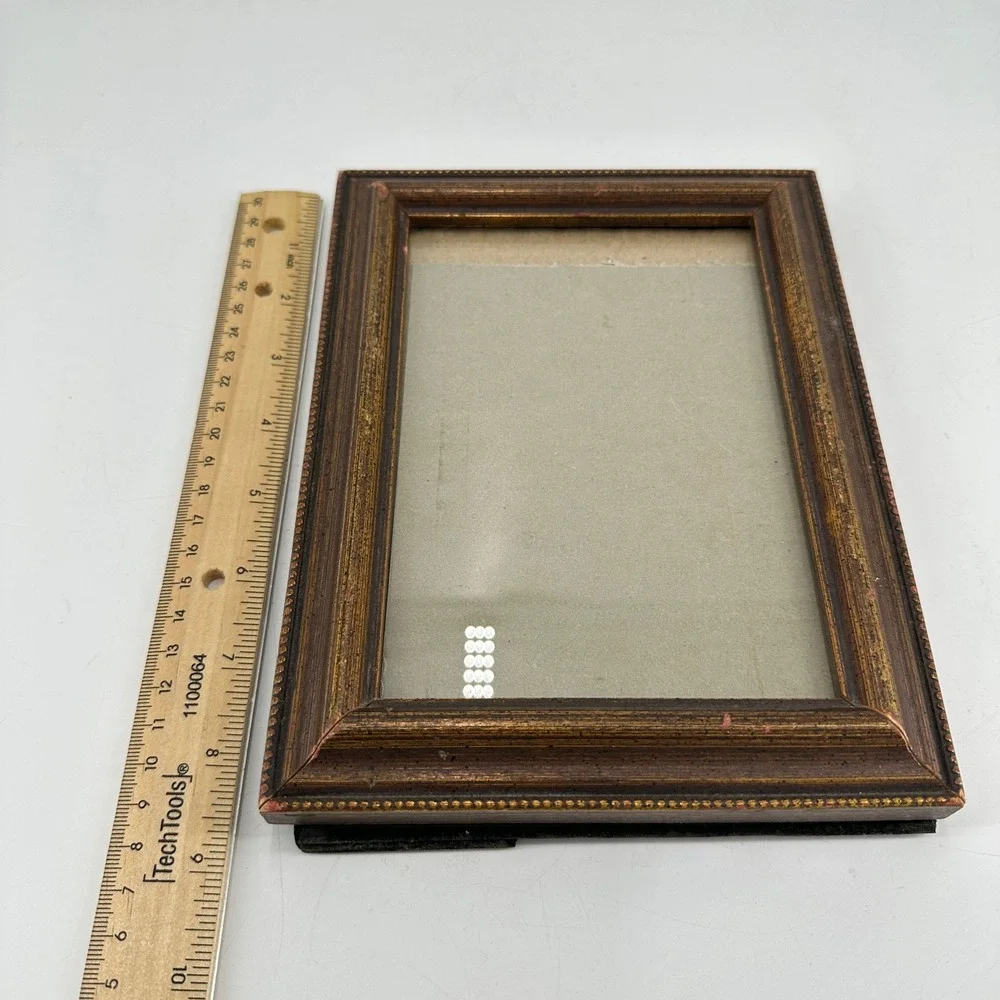 Vintage Style Bronze Gold Beaded Wood Picture Frame 5x7 Tabletop Wall Decor‎